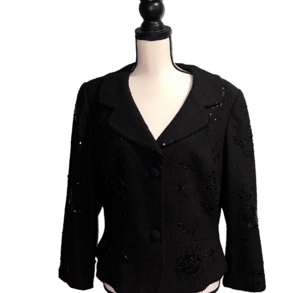 Anthracite Jackets & Blazers - Anthracite- Floral sequin jacket